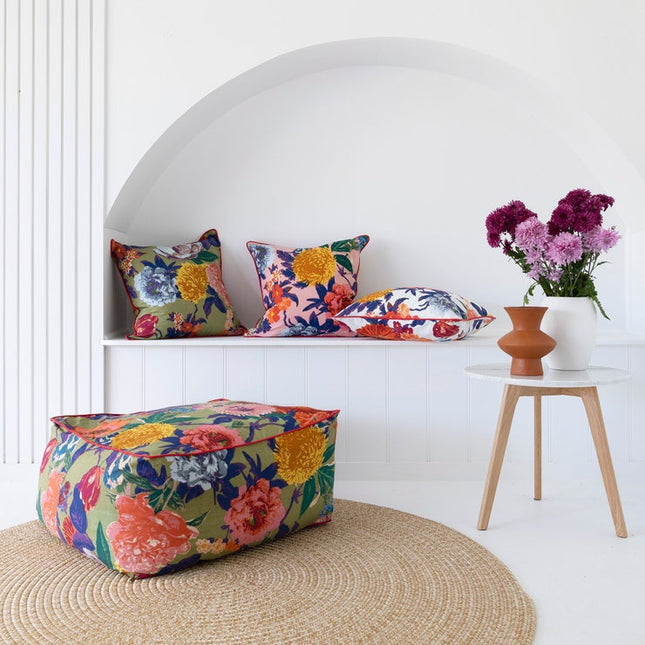 Mexican Painter Pillow Case, Frida Floral Decorative Cushion, Mexican Painter Art Garden Country Mexico Muertes Cushion Cover - Anthro Green