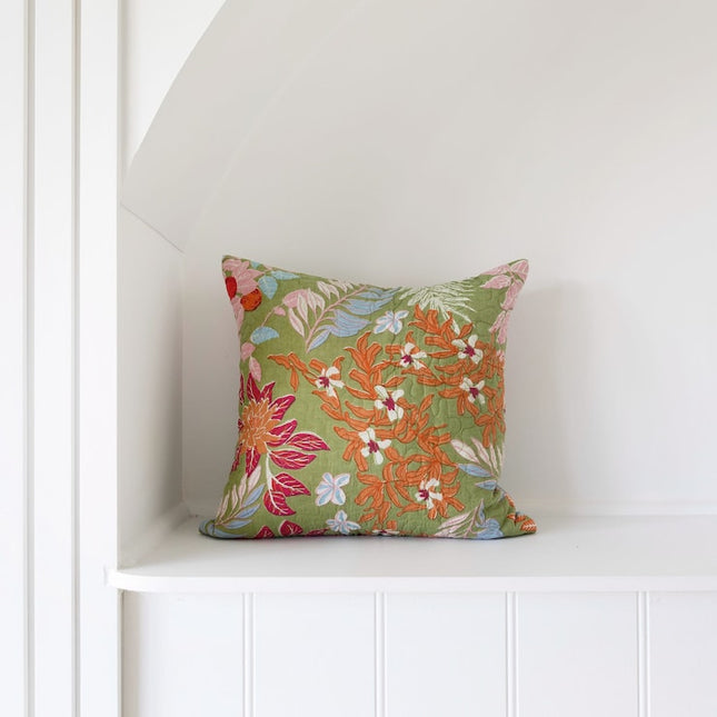 Mexican Painter Pillow Case, Frida Floral Decorative Cushion, Mexican Painter Art Garden Country - Green Monkey floral