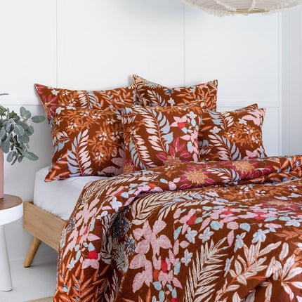 Floral Cotton Quilt Throw Bedspread Block Print Quilt Indian Quilt Comforter Duvet Cover Quilt Gift - Rust cherry monkey