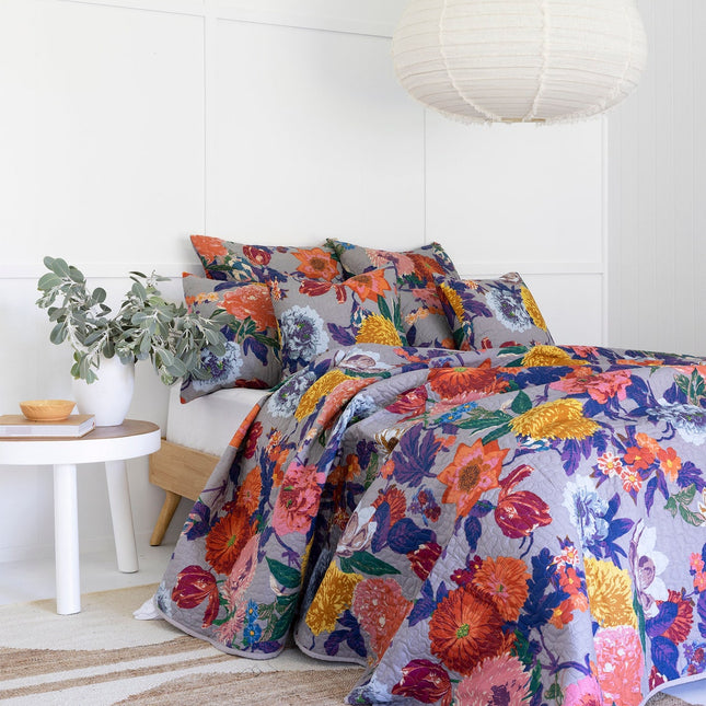 Floral Cotton Quilt Throw Bedspread Block Print Quilt Indian Quilt Comforter Duvet Cover Quilt Gift - Purple Anthro Floral