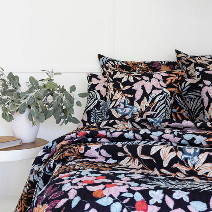 Floral Cotton Quilt Throw Bedspread Block Print Quilt Indian Quilt Comforter Duvet Cover Quilt Gift - Black Cherry Monkey