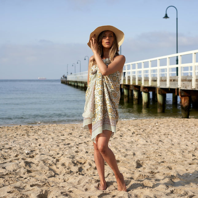 Cotton Sarong  Block Print Sarong Pareo  Cotton Boho Scarf  Neck Head Wrap Beach Sarong  Gift for her Mothers Day Valentines Birthday Summer