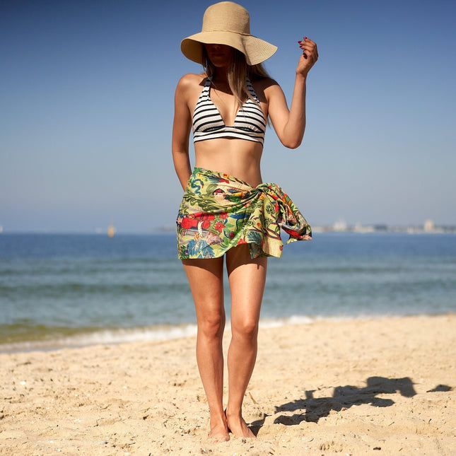 Cotton Sarong  Block Print Sarong Pareo  Cotton Boho Scarf  Neck Head Wrap Beach Sarong  Gift for her Mothers Day Valentines Birthday Summer