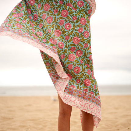 Cotton Sarong| Block Print Sarong Pareo| Cotton Boho Scarf| Neck Head Wrap|Beach Sarong| Gift for her|Mothers Day Valentines Birthday Summer