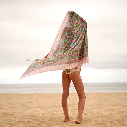 Cotton Sarong| Block Print Sarong Pareo| Cotton Boho Scarf| Neck Head Wrap|Beach Sarong| Gift for her|Mothers Day Valentines Birthday Summer