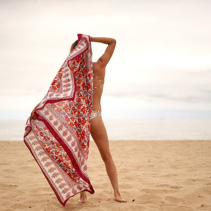Cotton Sarong| Block Print Sarong Pareo| Cotton Boho Scarf| Neck Head Wrap|Beach Sarong| Gift for her|Mothers Day Valentines Birthday Summer