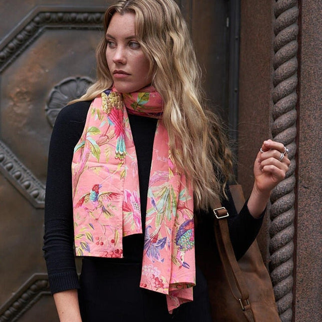 Bird Scarf, Bird Print Scarf, Tree Bird Scarf,Spring Summer Scarf,Autumn Scarf,Gifts For Her,Women Scarf, Gifts For Women Cotton Scarf