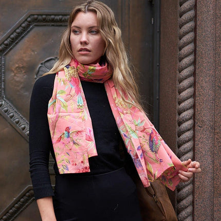 Bird Scarf, Bird Print Scarf, Tree Bird Scarf,Spring Summer Scarf,Autumn Scarf,Gifts For Her,Women Scarf, Gifts For Women Cotton Scarf