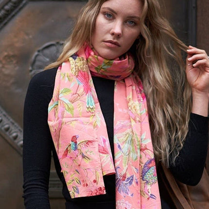 Bird Scarf, Bird Print Scarf, Tree Bird Scarf,Spring Summer Scarf,Autumn Scarf,Gifts For Her,Women Scarf, Gifts For Women Cotton Scarf