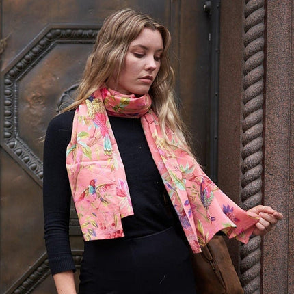Bird Scarf, Bird Print Scarf, Tree Bird Scarf,Spring Summer Scarf,Autumn Scarf,Gifts For Her,Women Scarf, Gifts For Women Cotton Scarf