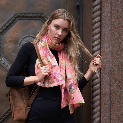 Bird Scarf, Bird Print Scarf, Tree Bird Scarf,Spring Summer Scarf,Autumn Scarf,Gifts For Her,Women Scarf, Gifts For Women Cotton Scarf