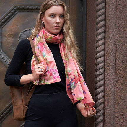 Bird Scarf, Bird Print Scarf, Tree Bird Scarf,Spring Summer Scarf,Autumn Scarf,Gifts For Her,Women Scarf, Gifts For Women Cotton Scarf