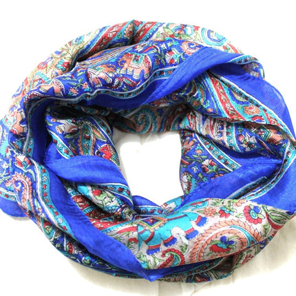 Linen Connections Silk Scarf Neck Wrap Head Scarf Indian Scarf Stol Winter Fashion Boho Paisley Handmade Vintag