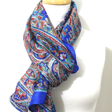 Linen Connections Silk Scarf Neck Wrap Head Scarf Indian Scarf Stol Winter Fashion Boho Paisley Handmade Vintag