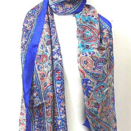 Linen Connections Silk Scarf Neck Wrap Head Scarf Indian Scarf Stol Winter Fashion Boho Paisley Handmade Vintag