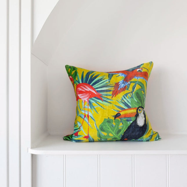 Tropical Birds Pillow Cover Tropical Cushion Pillow Case Parrot Pillow Tropical Leaf Cushion Toucan Pillow Cover Beach House D?cor