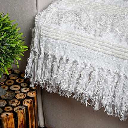 Bohemian White Throw blanket handwoven throw sofa throw Moroccan blanket throw navy blanket sofa boho decor mothers day gift