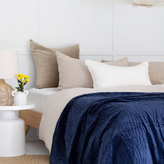 Boho Cotton Velvet Kantha Quilt Indian Quilt Block Print Quilt Bedspread Bohemian Boho Cotton Throw Quilt Handmade Gift - NAVY