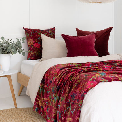 Mexican Painter Velvet Throw, Frida Floral Decorative Throw, Mexican Painter Art Garden Country Mexico Muertes Throw Cotton Velvet Throw