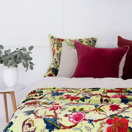 Mexican Painter Velvet Throw, Frida Floral Decorative Throw, Mexican Painter Art Garden Country Mexico Muertes Throw Cotton Velvet Throw