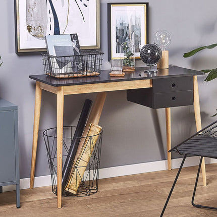 Oslo Desk with Drawer in Black & Natural