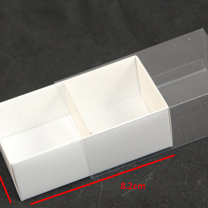 10 Pack of White Card Chocolate Sweet Soap Product Reatail Gift Box - 2 Bay Compartments - Clear Slide On Lid - 8x4x3cm