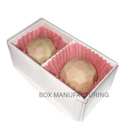 10 Pack of White Card Chocolate Sweet Soap Product Reatail Gift Box - 2 Bay Compartments - Clear Slide On Lid - 8x4x3cm