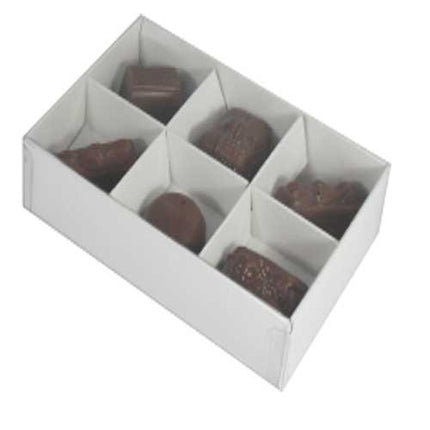 10 Pack of White Card Chocolate Sweet Soap Product Reatail Gift Box - 6 Bay Compartments - Clear Slide On Lid - 12x8x3cm