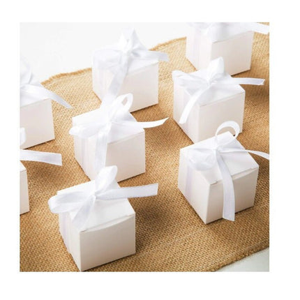 10 Pack of White 5cm Square Cube Card Gift Box - Folding Packaging Small rectangle/square Boxes for Wedding Jewelry Gift Party Favor Model Candy Chocolate Soap Box