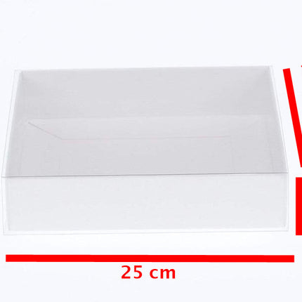 10 Pack of White Card Box - Clear Slide On Lid - 17 x 25 x 5cm -  Large Beauty Product Gift Giving Hamper Tray Merch Fashion Cake Sweets Xmas