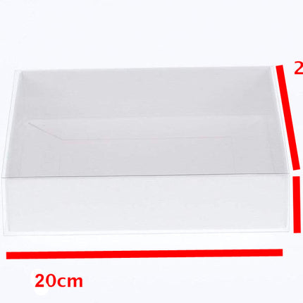 10 Pack of White Card Square Box - Clear Slide On Lid - 20 x 20 x 8cm -  Large Beauty Product Gift Giving Hamper Tray Merch Fashion Cake Sweets Xmas