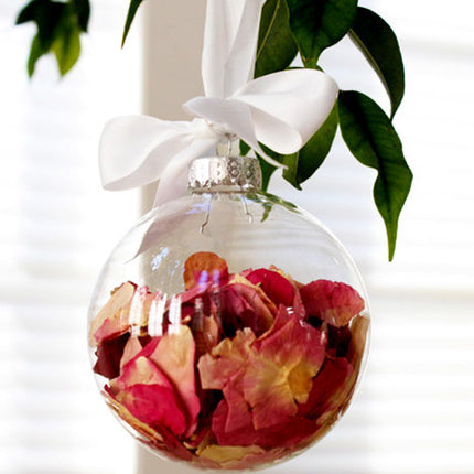 4 x Glass Bauble 10cm Diameter Round Clear with Silver Cap - table or tree centrepice personal memory theme craft gift