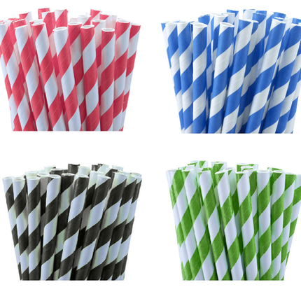 50 Pack Blue White Drinking Straws Biodegradable Eco Paper Birthday Party Event Bistro Bar Cafe Take Away