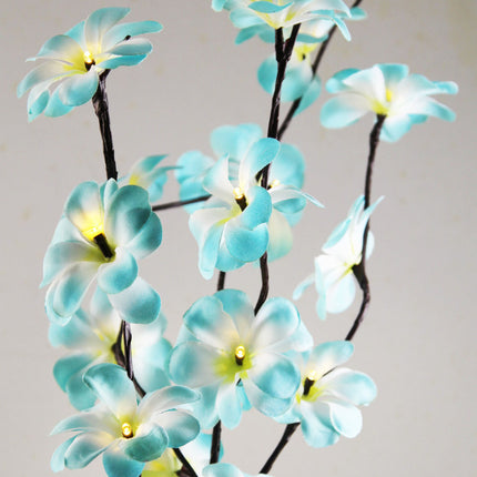 1 Set of 50cm H 20 LED Blue Frangipani Tree Branch Stem Fairy Light Wedding Event Party Function Table Vase Centrepiece Tropical Decoration
