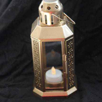 Gold Metal Miners Lantern Summer Xmas Wedding Home Party Room Balconey Deck Decoration 21cm Tealight Candle