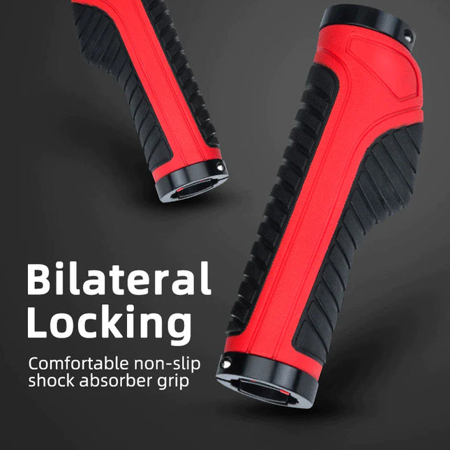 Bicycle Grips MTB Road Bike Double Lock Rubber Handlebar Grips Anti-Slip Rock Bros RED