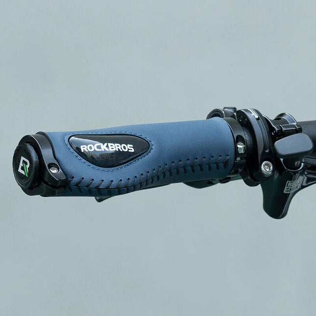 Deluxe Hand Grips Shock Absorbing Rockbros MTB Mountain Bike Tourer Double Lock BLUE Handlebar Grips Anti-skid 2.22cm