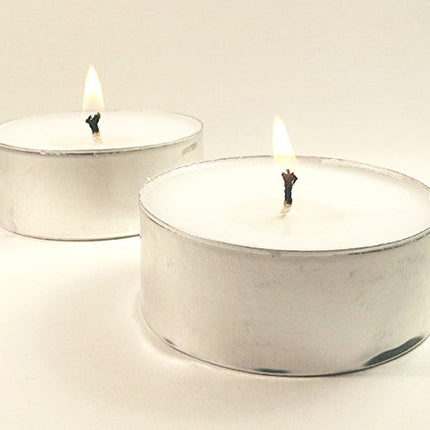Large Tealight Candles 6cm Wide in silver foil cup  10 in a pack - Party Event Wedding BBQ Dinner Romantic Ambience Decor