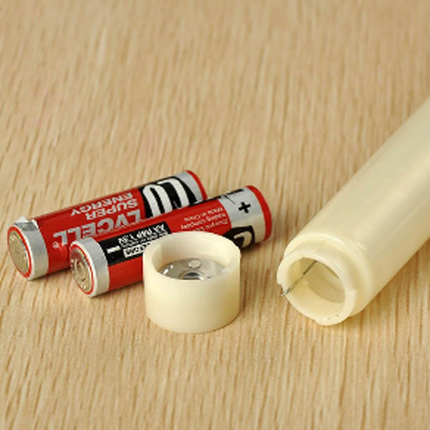 3 Pack Taper Stick White Battery Candle - Natural Flame Light Colour No Flicker - Gold Stand Base