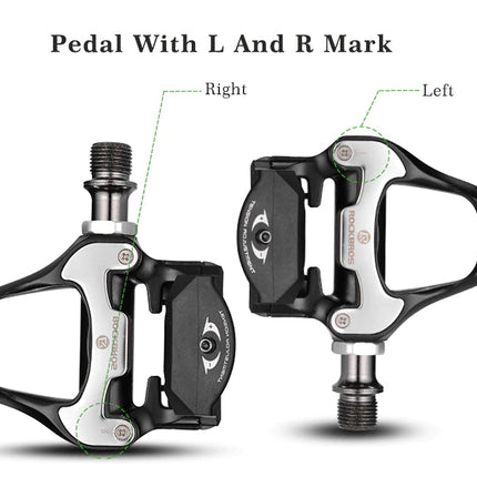 Self Lock Clip In Bike Pedals LOOK KEO Cleat MTB Road 700C Hybrid BMX - Rockbros Black