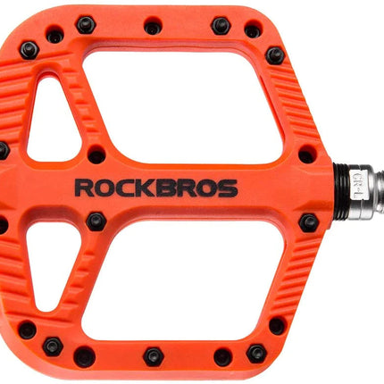 Extra Large MTB Flat Pedal Orange Nylon Composite 208g Stud Pin Grips ORANGE Rockbros