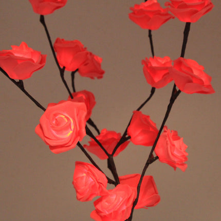 1 Set of 50cm H 20 LED Red Rose Tree Branch Stem Fairy Light Wedding Event Party Function Table Vase Centrepiece Decoration