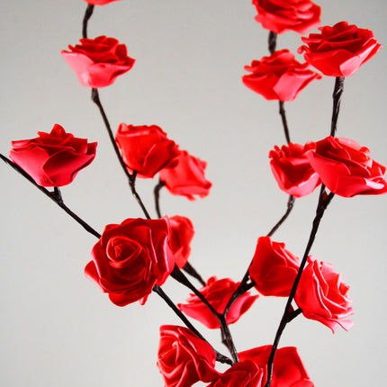 1 Set of 50cm H 20 LED Red Rose Tree Branch Stem Fairy Light Wedding Event Party Function Table Vase Centrepiece Decoration