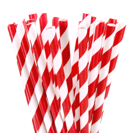 50 Pack Red White Drinking Straws Biodegradable Eco Paper Birthday Party Event Bistro Bar Cafe Take Away