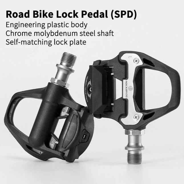 Self Lock Clip In Bike Pedals Shimano SPD-SL Cleat MTB Road 700C Hybrid BMX - Rockbros Nylon Black