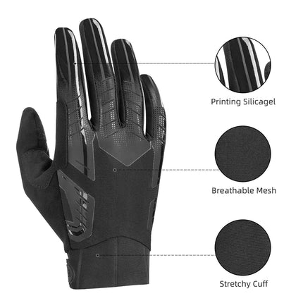 MTB Mountain Bike Gloves Medium Sized - Finger Pads for Touchscreen Devices Road Cycling Camping Running Outdoor Sport Rockbros