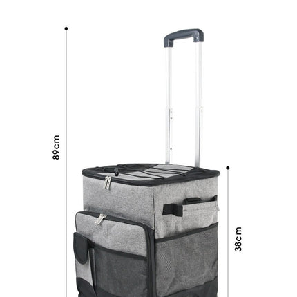 Cooler Picnic Bag Trolley Thermally Insulated - 36L - 60 cans - Grey - Drinks Food Cool Bag Rainproof