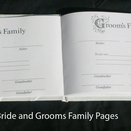 White Wedding Guest Book Register with Silver Pen Matching Stand Set 36 Lined Pages - White Sach Diamante Cover