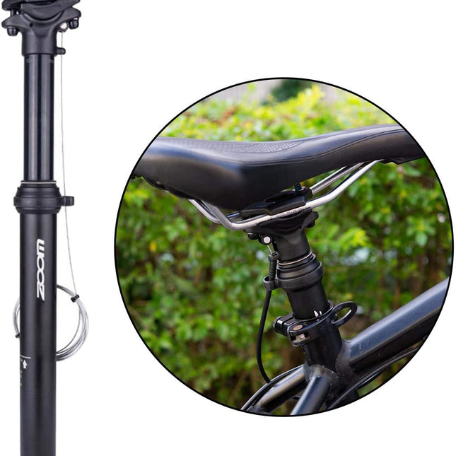 ZOOM SPD-801 Dropper Seatpost Adjustable Height via Thumb Remote Lever - External Cable 31.6 Diameter 100mm Travel