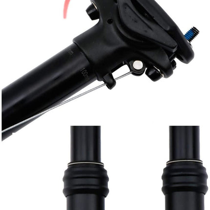 ZOOM SPD-801 Dropper Seatpost Adjustable Height via Thumb Remote Lever - External Cable 31.6 Diameter 100mm Travel